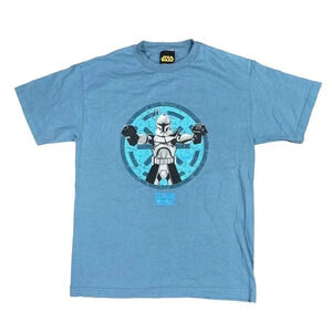 Vintage Y2K Star Wars Clone Wars TV  Show Trooper T Shirt Blue Mens Medium